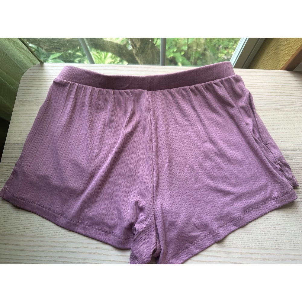 Auden Womens Mauve Purple Ribbed Pajama Set Tank Top and Shorts Size Medium - Picture 3 of 8
